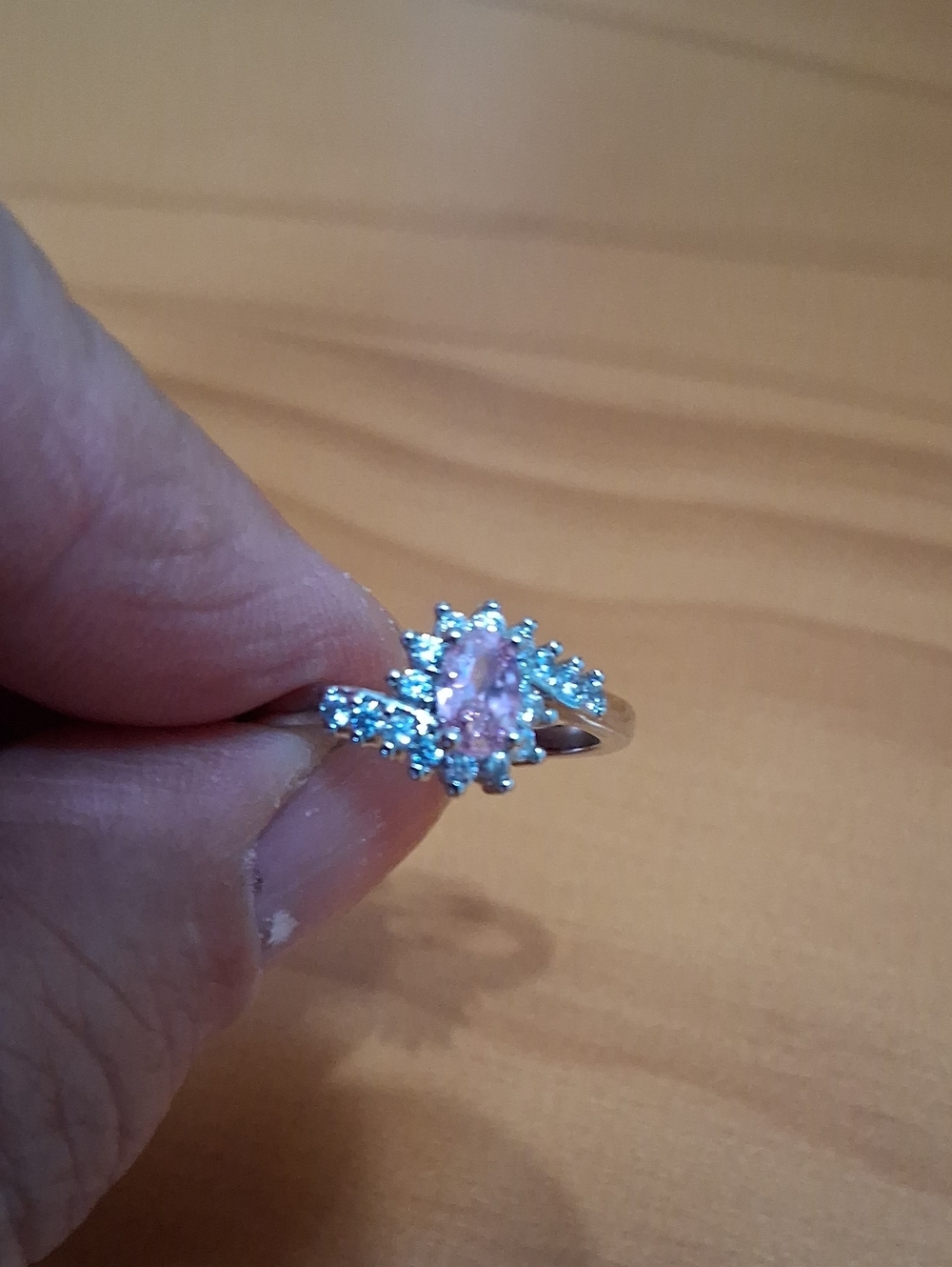 Elegant Pink Teardrop Halo Ring - Women Jewelry